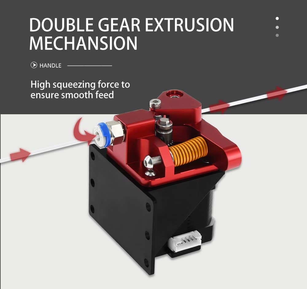 Works with Ender 3 /Pro CR-10/CR-10S/CR10S Pro 1.75mm Filament. Single Pneumatic Super Print Dual Gear Extruder Dual Drive CR-10S Pro Extruder Upgrade Kit 